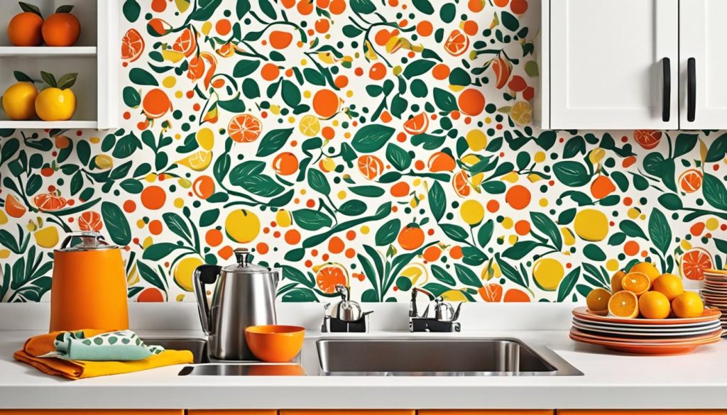 kitschy kitchen backsplash